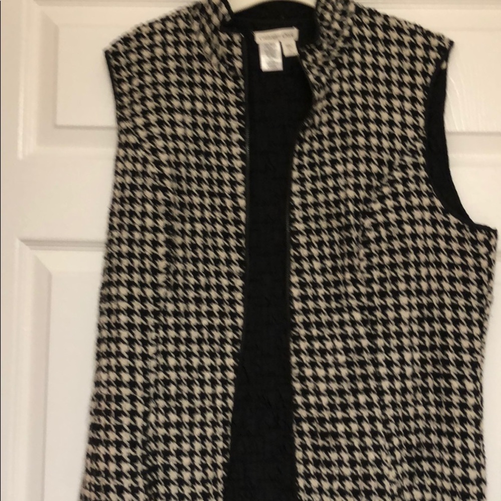 Checkered black and white vest large